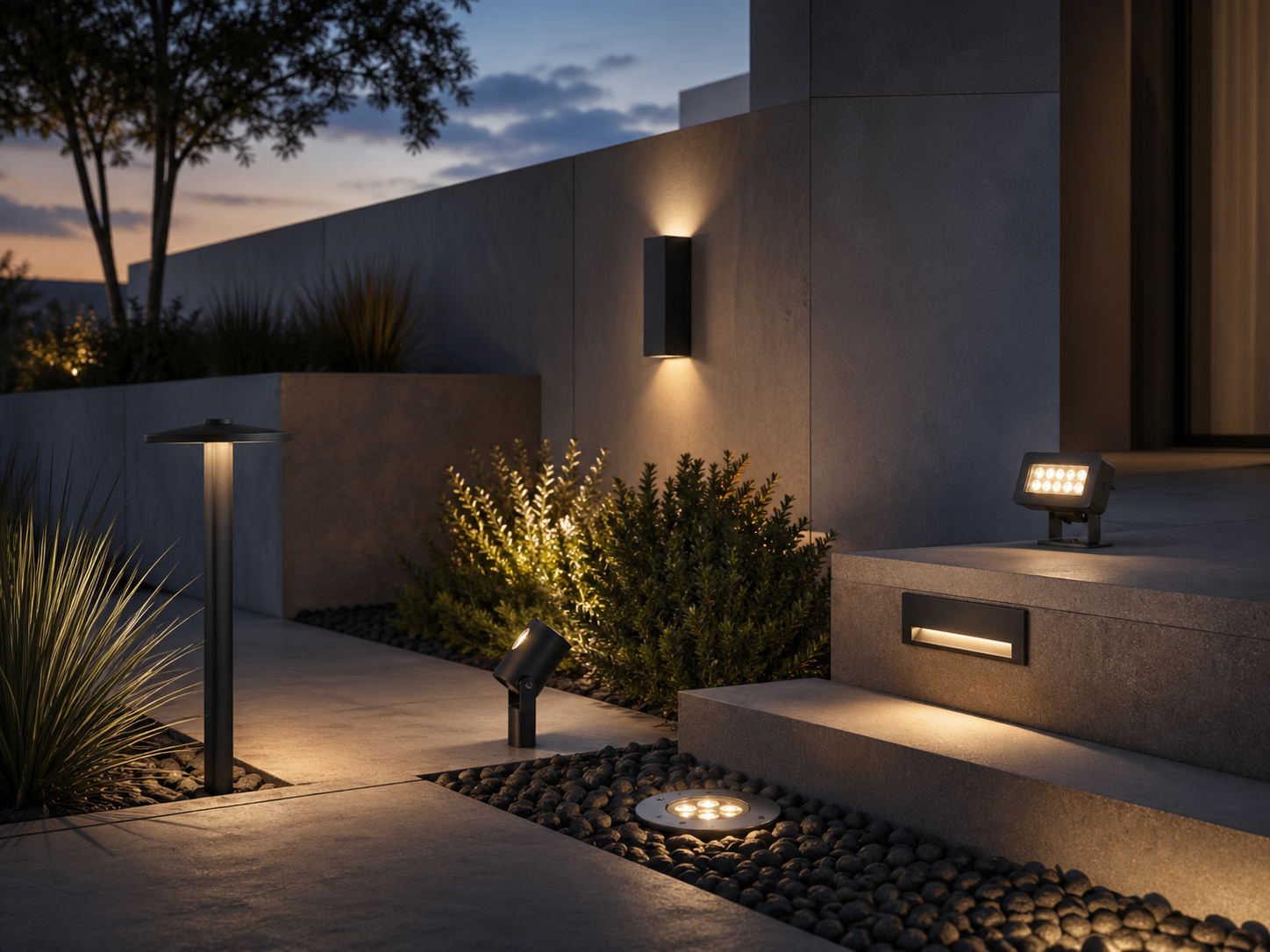 Outdoor lighting optics and beam control