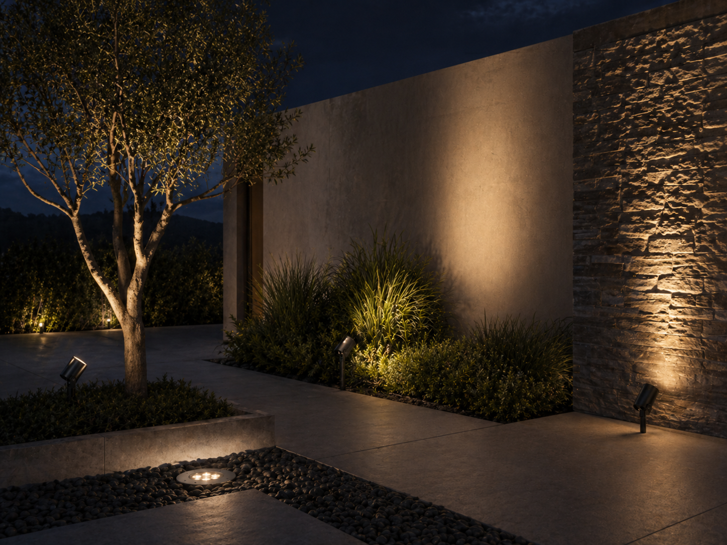 Warm exterior landscape lighting color temperature