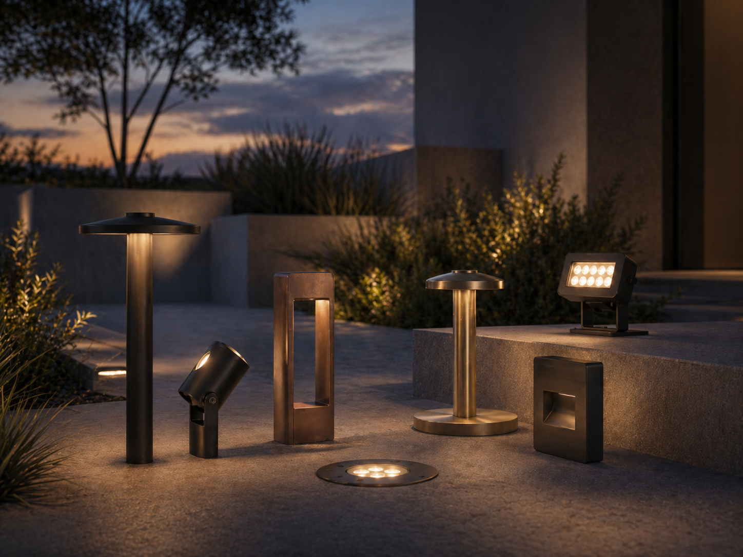 Architectural landscape lighting finishes
